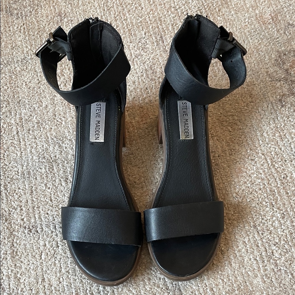 Steve Madden Black Ankle Strap Sandals